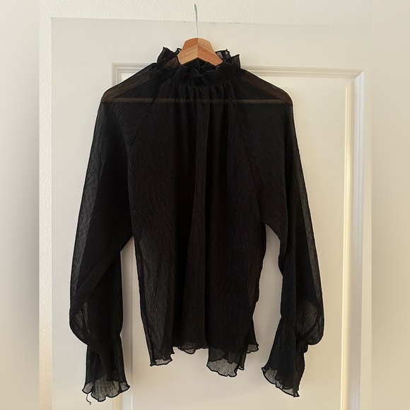 kaycee Tops - Chic Black Blouse with Sheer Elegance